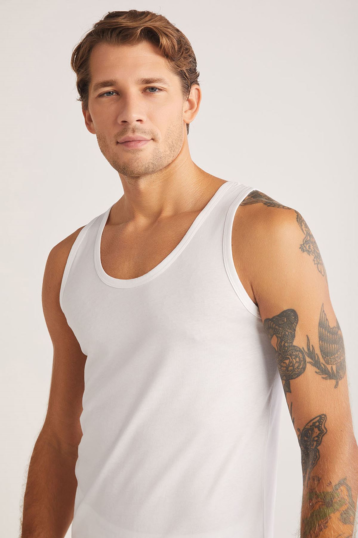 Kom Henry Askılı 2 li Basic Erkek Atlet Beyaz