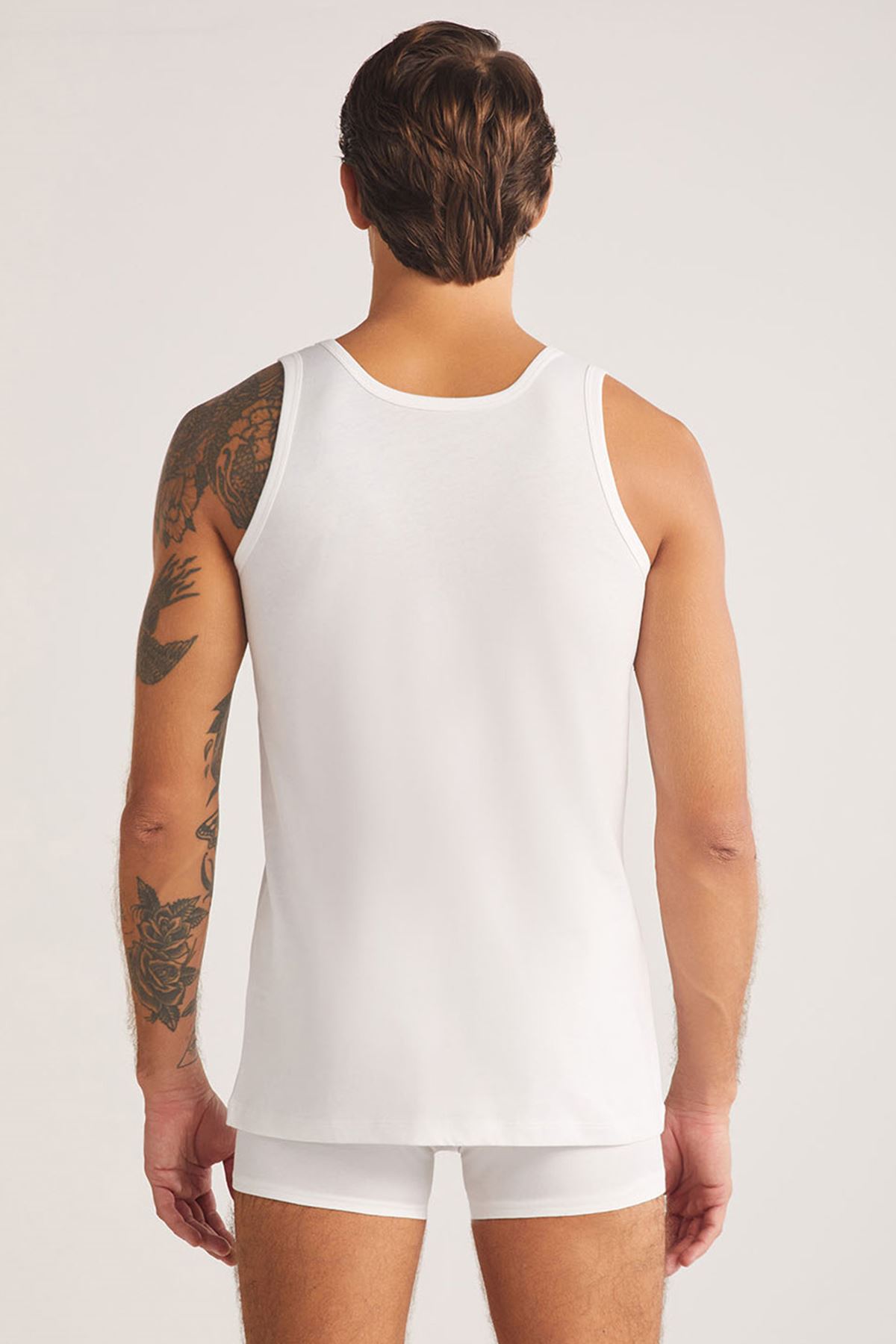 Kom Henry Askılı 2 li Basic Erkek Atlet Beyaz