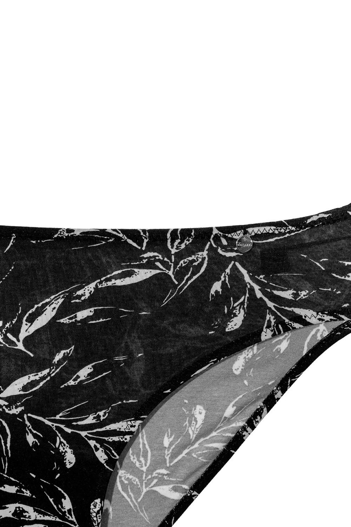 Kom Aleaf Pamuk-Modal 3 lu Kadın Külot Siyah-Beyaz