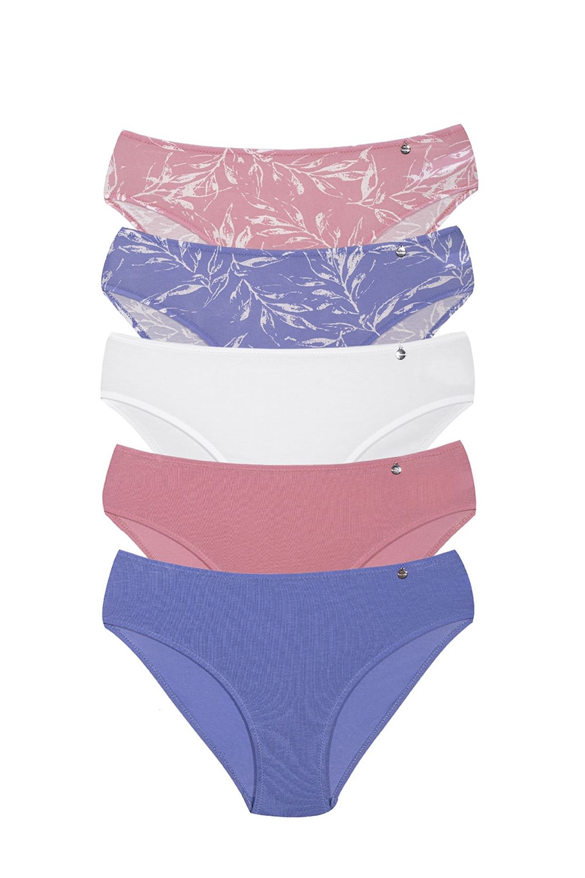 Kom Pamuk-Modal Aleaves 5 li Kadın Külot Renkli