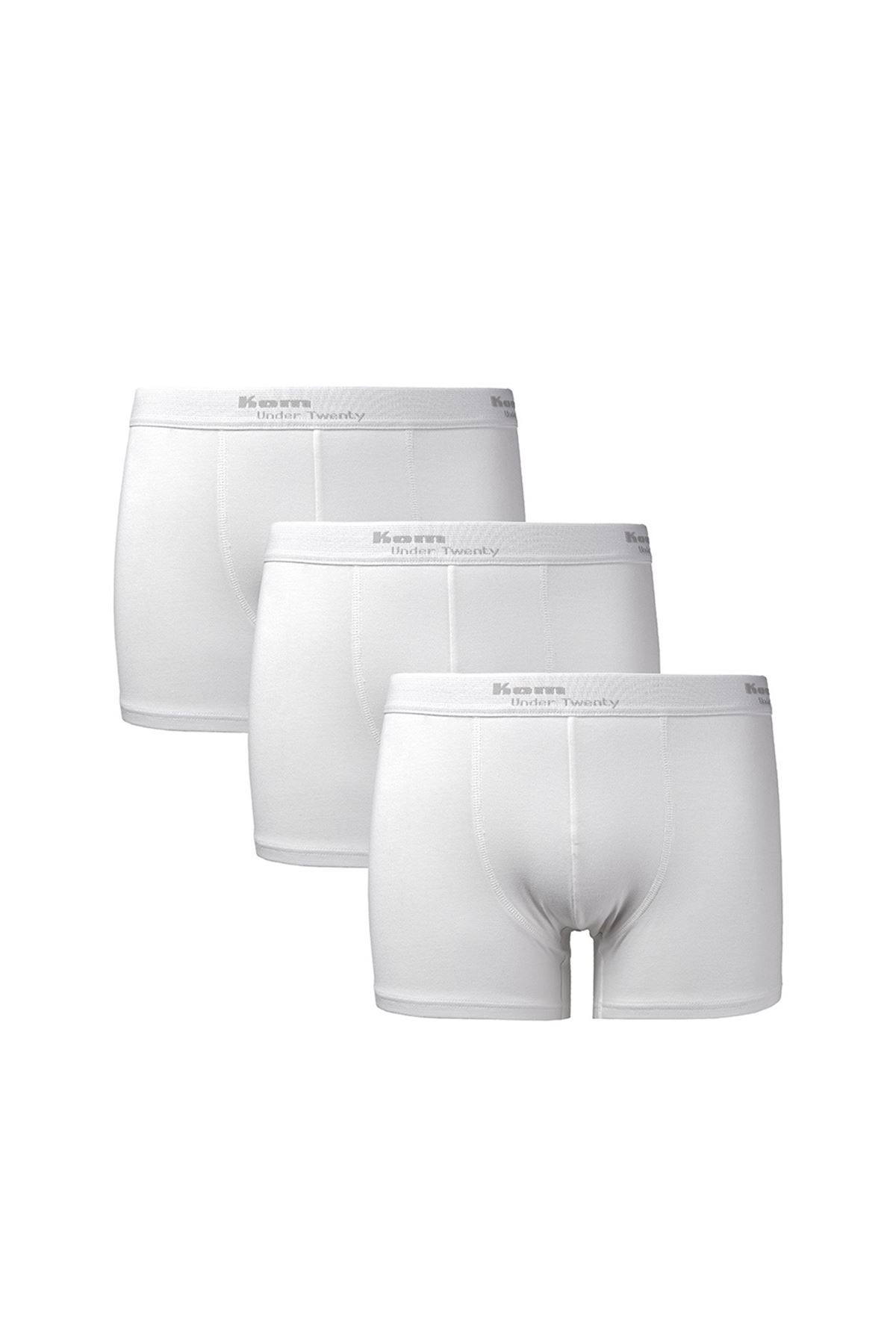 Kom Modal-Pamuk 3 lü Erkek nTtight Boxer Beyaz