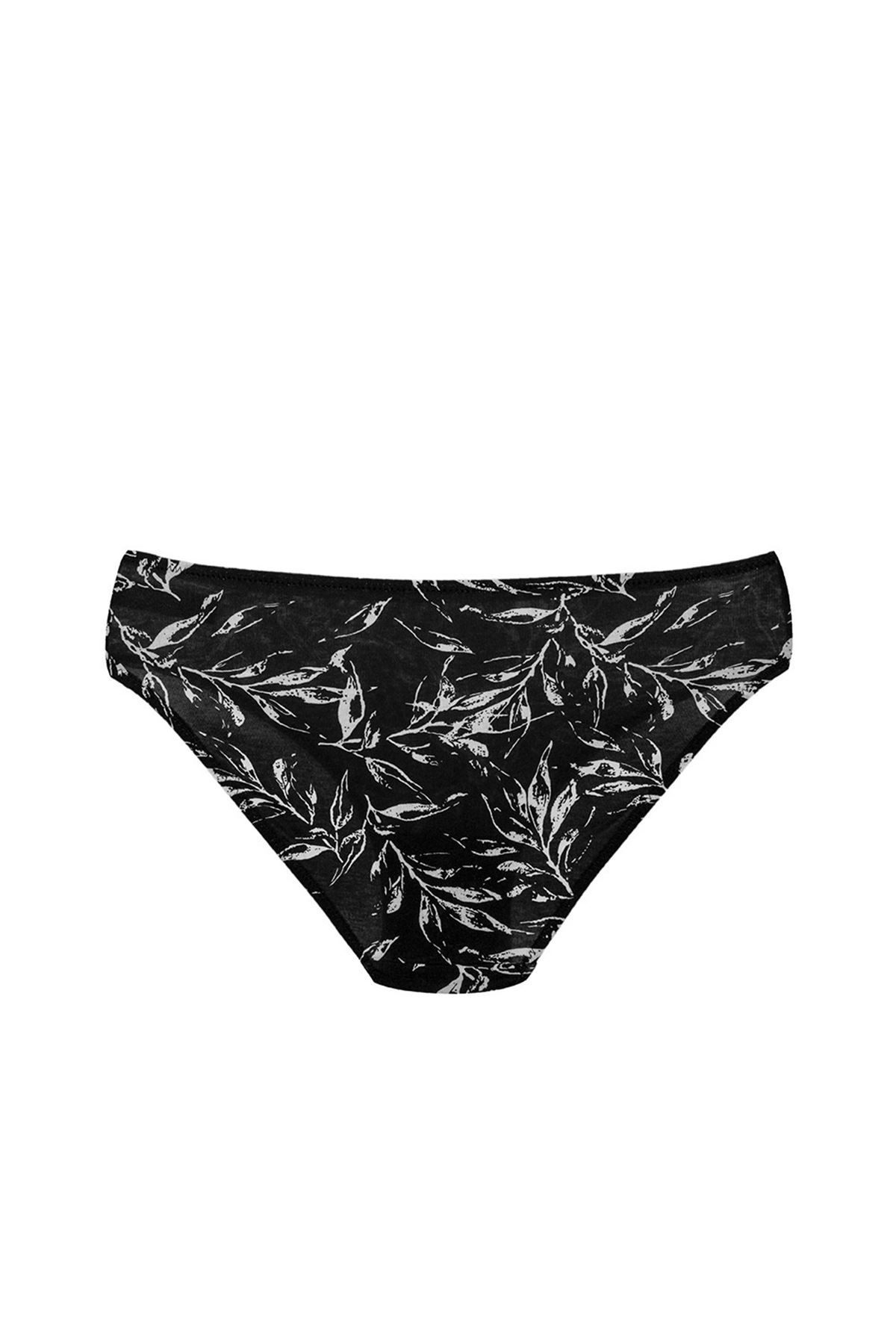 Kom Aleaf Pamuk-Modal 3 lu Kadın Külot Siyah-Beyaz