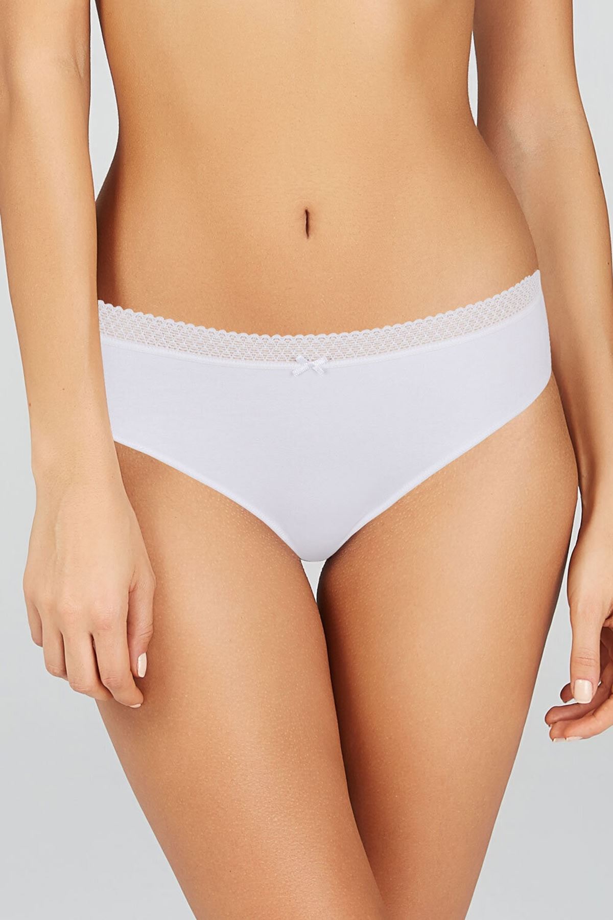 Kom Purel %94 Pamuklu 3 Lü Düz Külot Beyaz