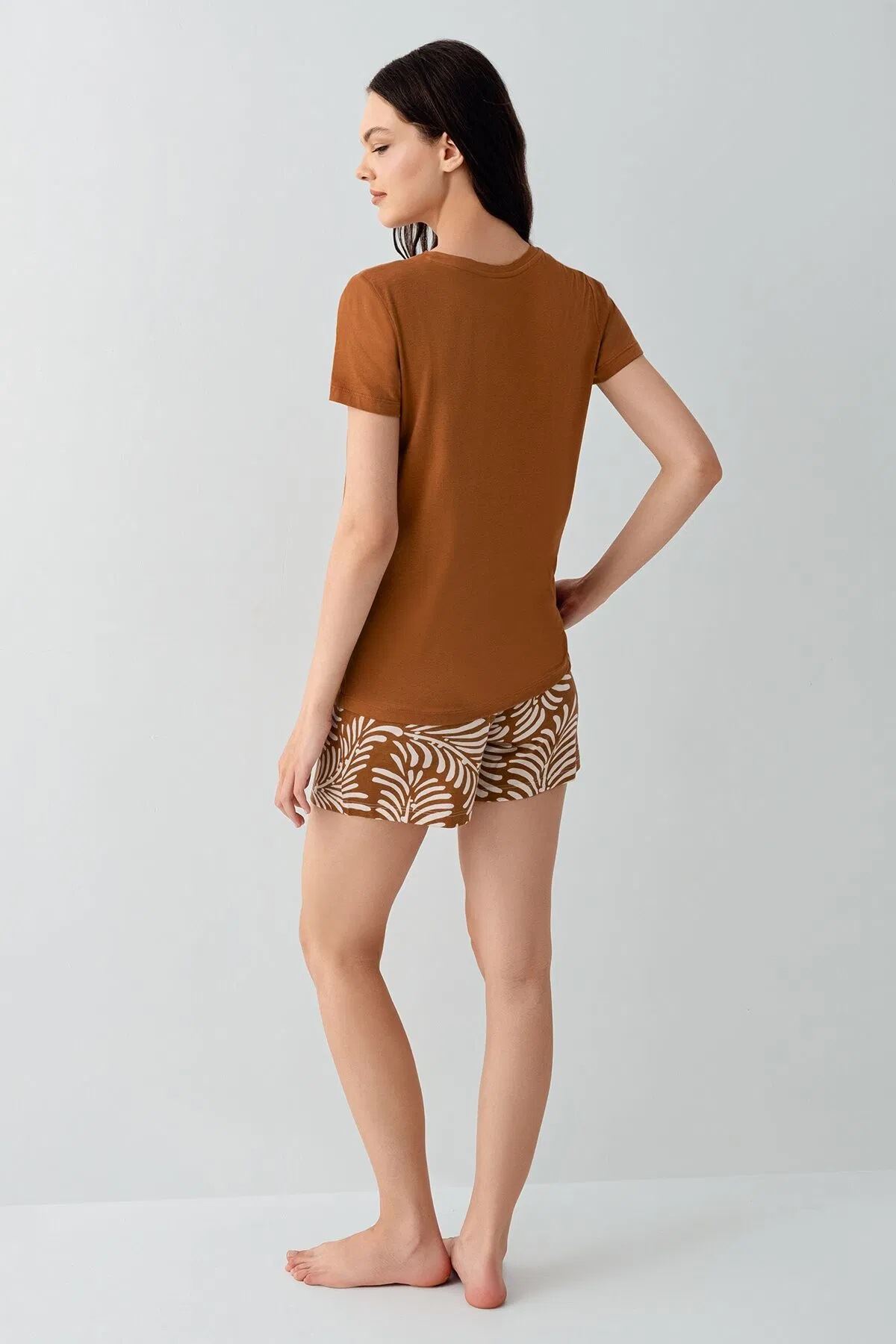 Arnetta Kadın Modal Şort Takım Kahve