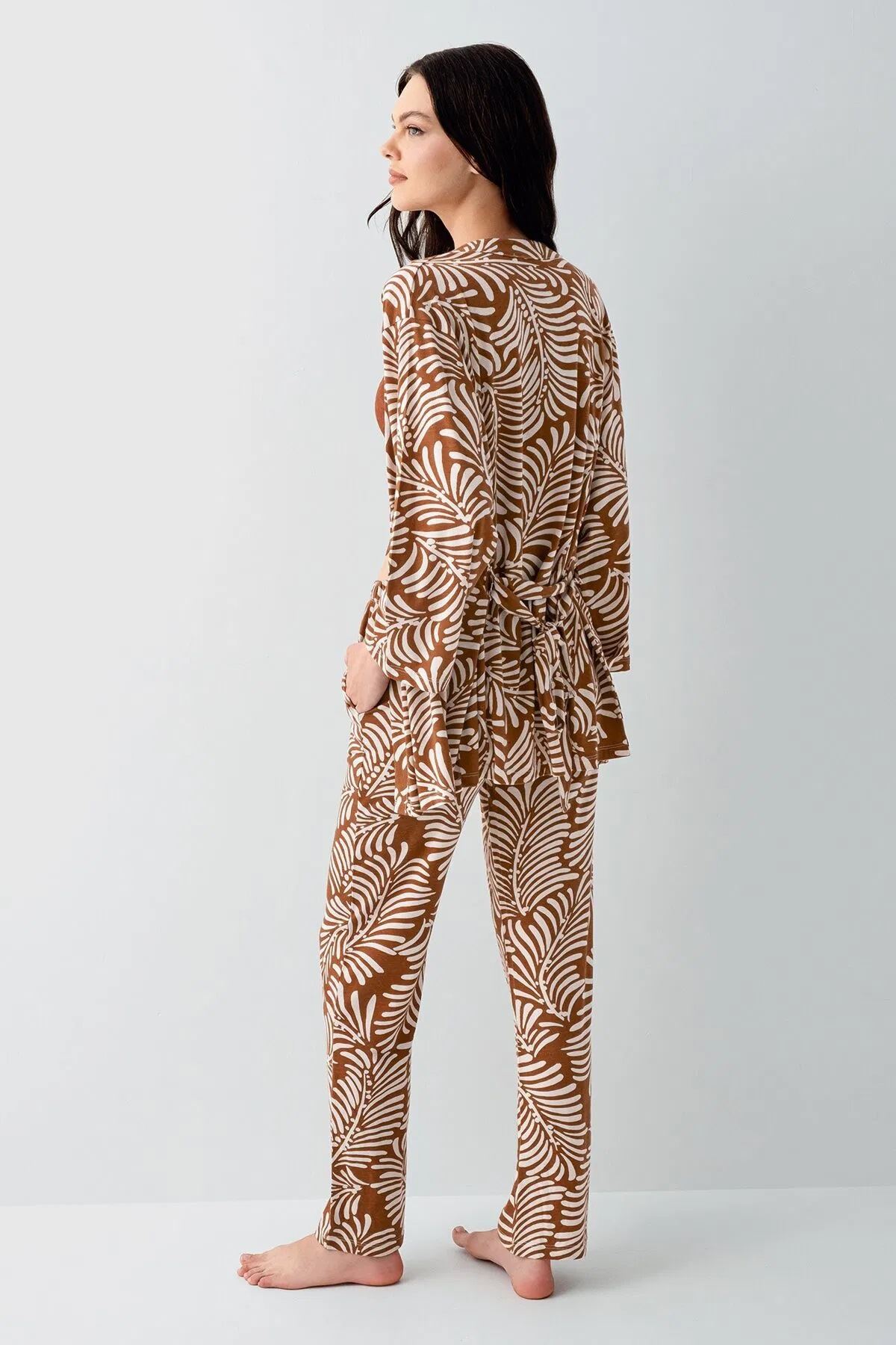 Arnetta Kadın Modal 3'lü Pijama Takımı Kahve