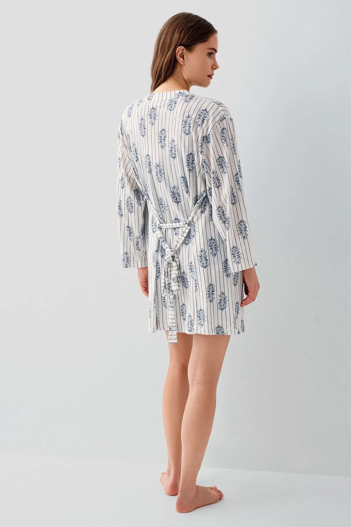 Pierre Cardin Kadın Modal 3 lü Gecelik Sabahlık Takım Mavi