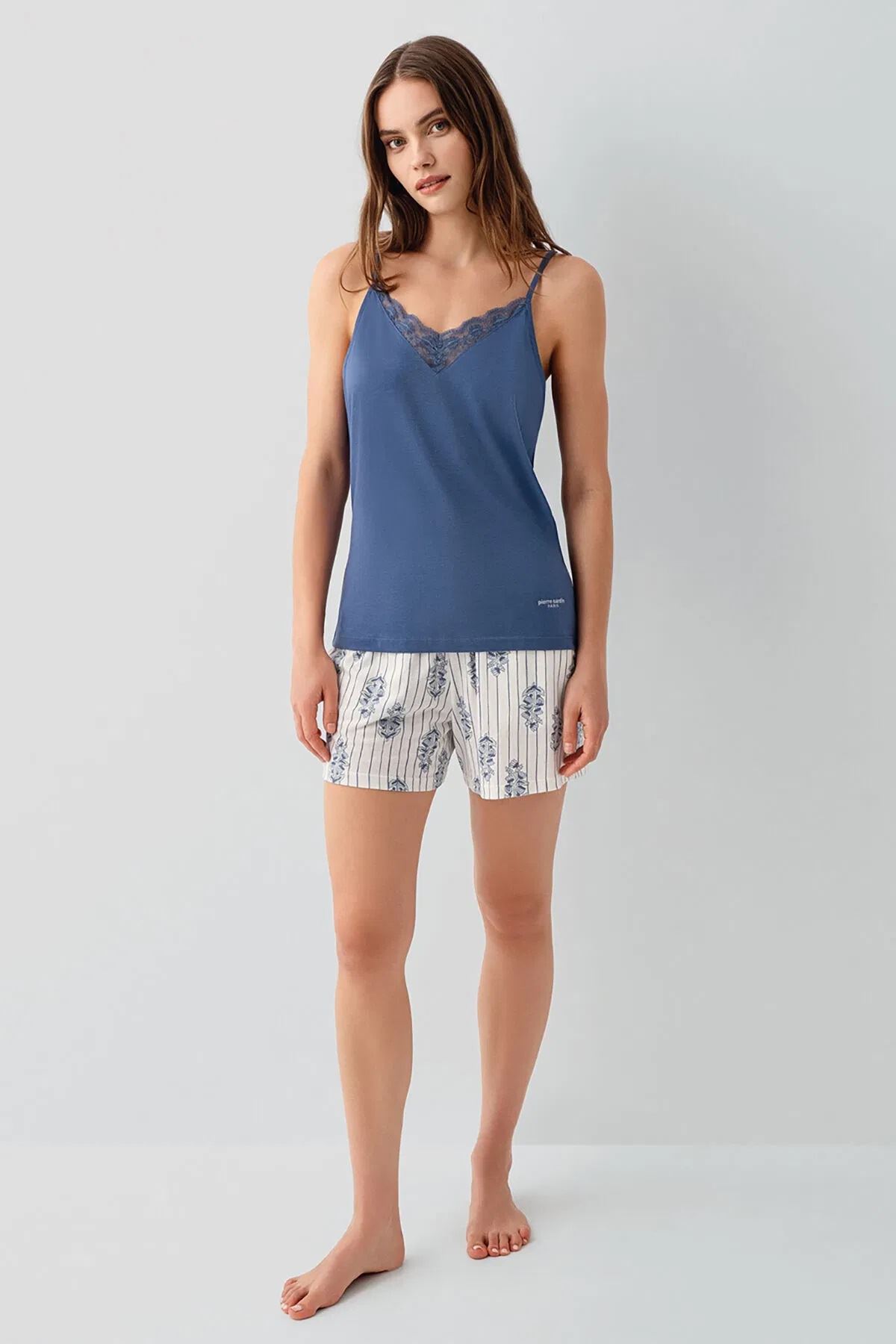 Pierre Cardin Kadın Modal 3 lü Gecelik Sabahlık Takım Mavi