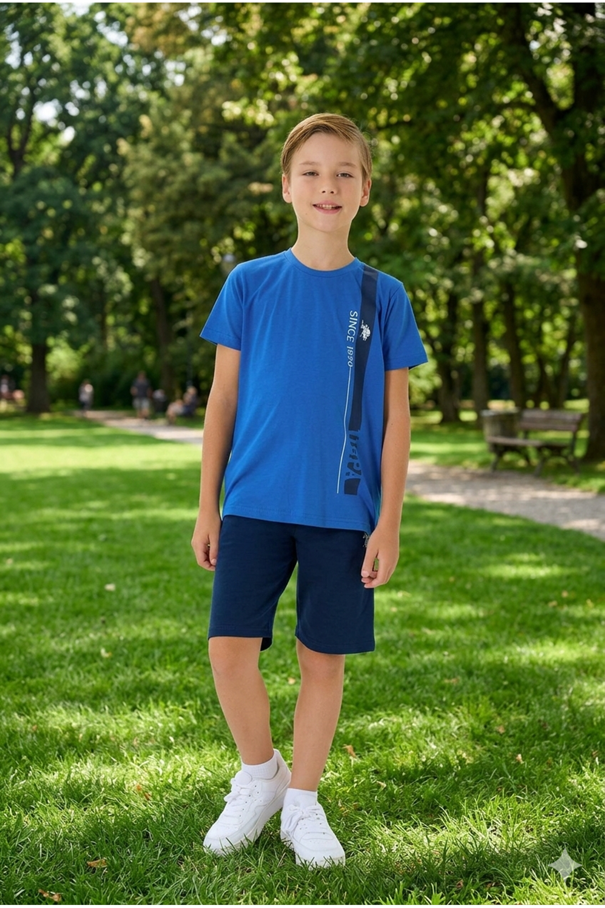 U.S. Polo Assn Erkek Çocuk Süprem Şortlu Takım Mavi