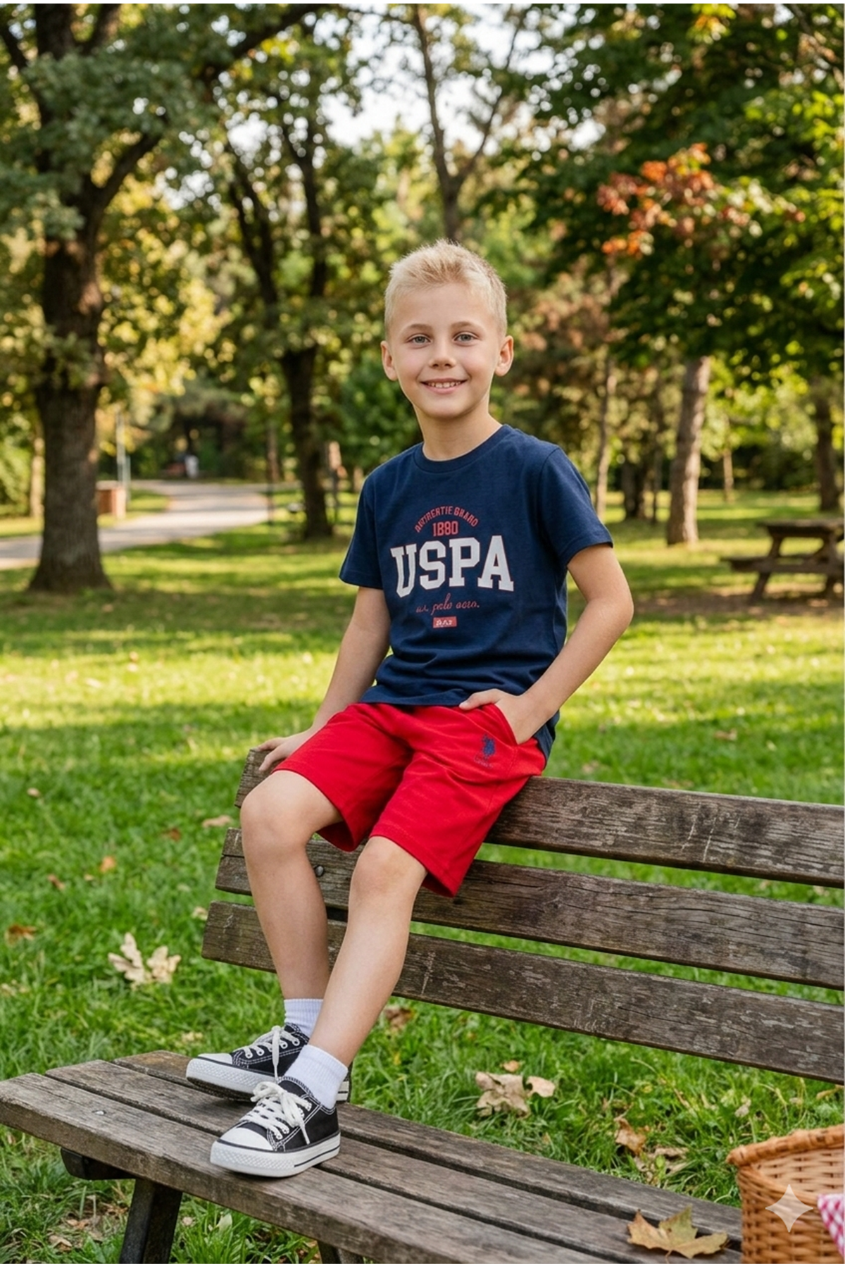 U.S. Polo Assn Erkek Çocuk Süprem Şortlu Takım İndigo