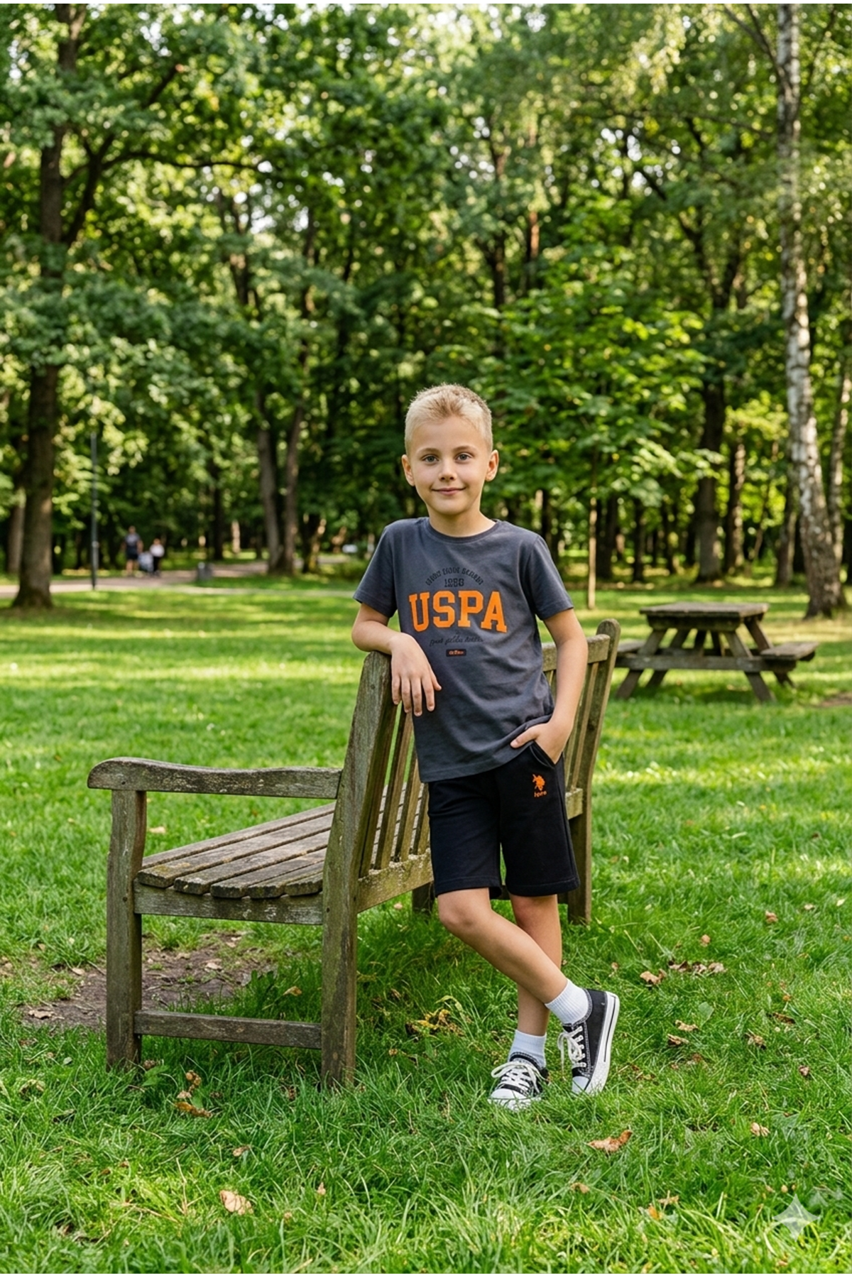 U.S. Polo Assn Erkek Çocuk Süprem Şortlu Takım Füme