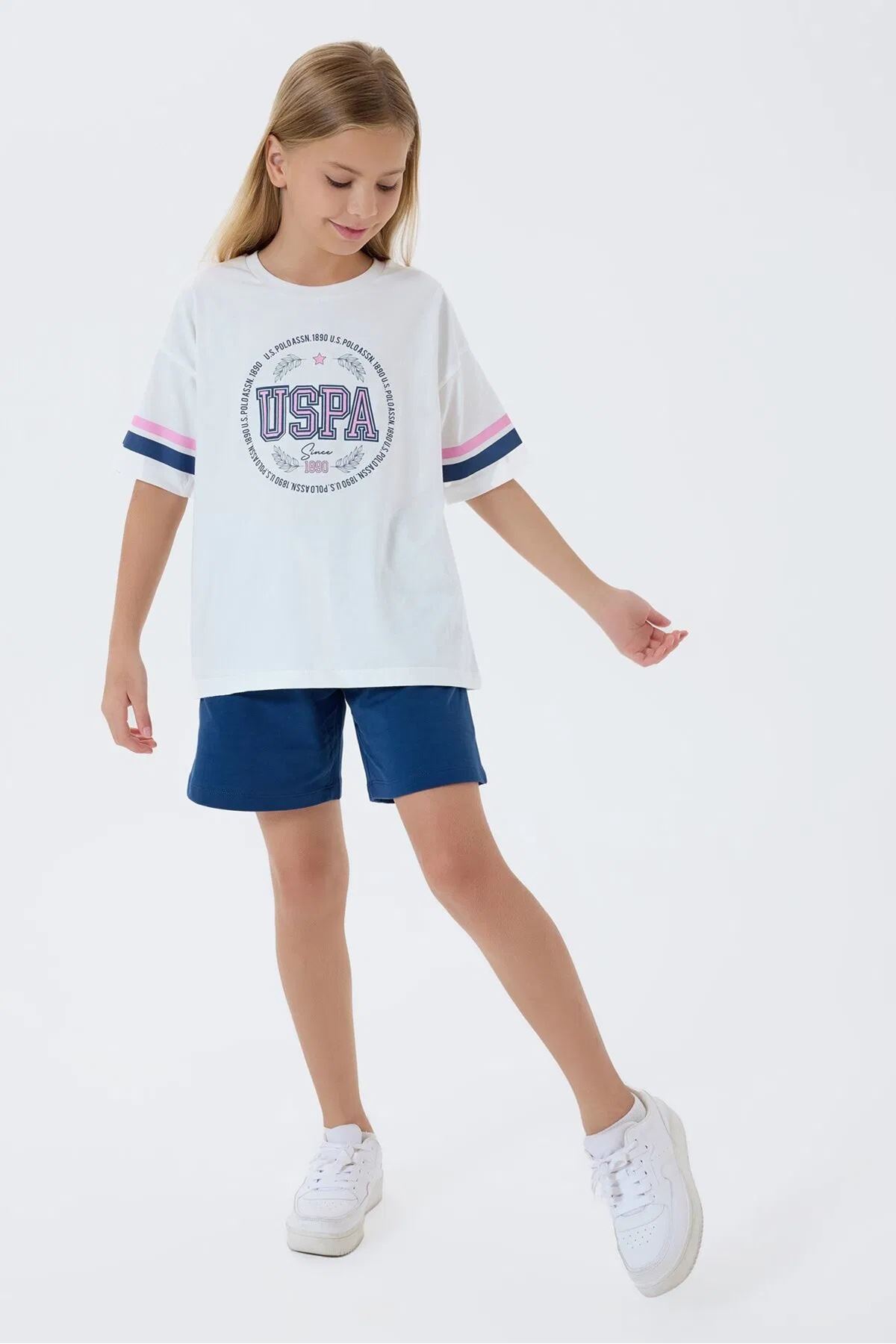 U.S. Polo Assn Kız Çocuk Süprem Şortlu Takım Beyaz