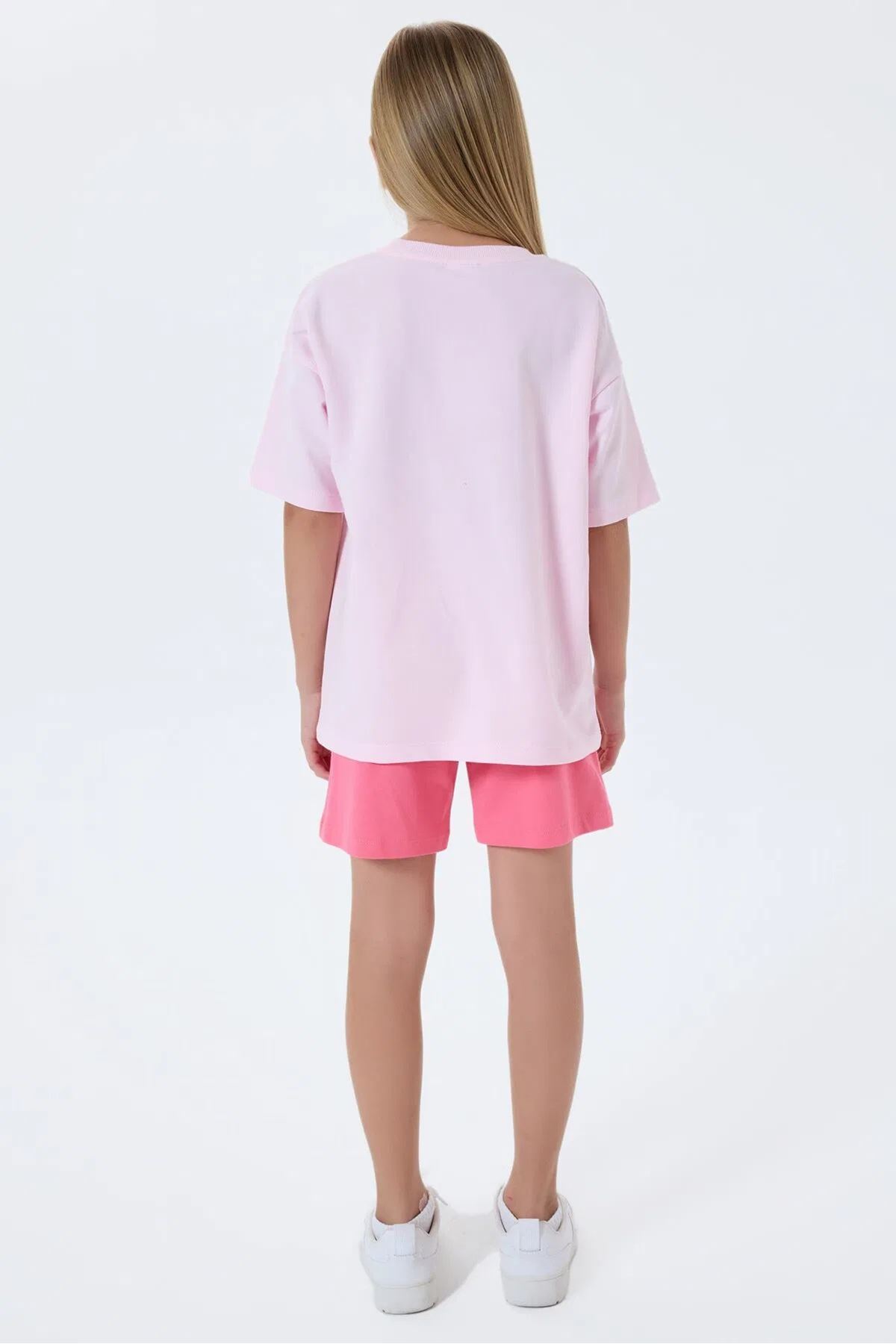 U.S. Polo Assn Kız Çocuk İki İplik Şortlu Takım Pembe