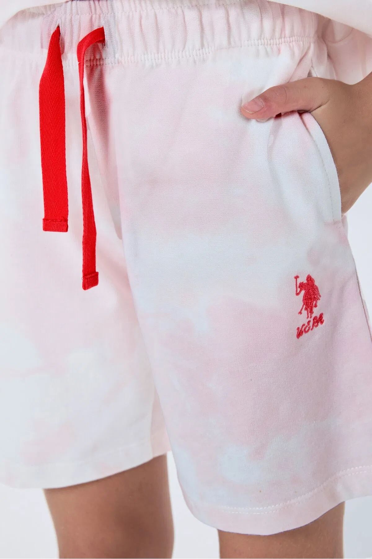 U.S. Polo Assn Kız Çocuk İki İplik Şortlu Takım Pembe