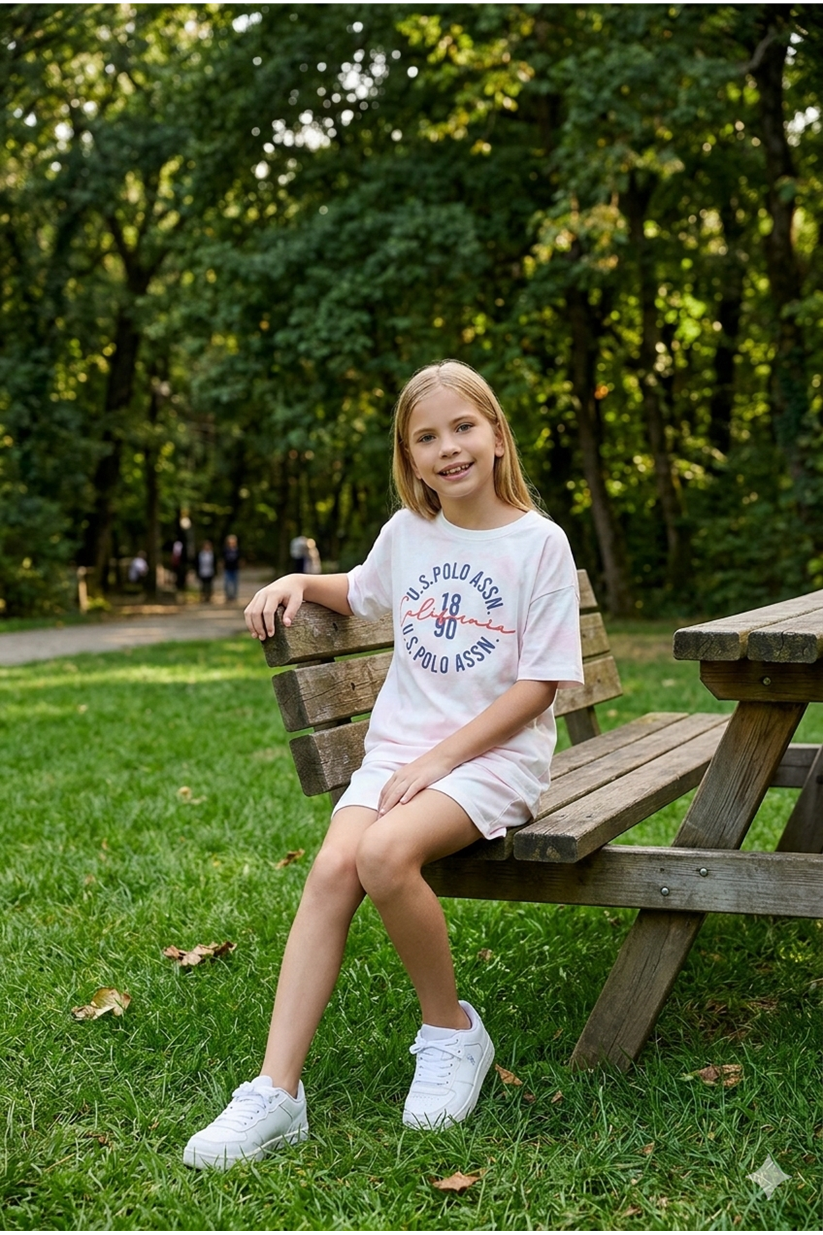 U.S. Polo Assn Kız Çocuk İki İplik Şortlu Takım Pembe