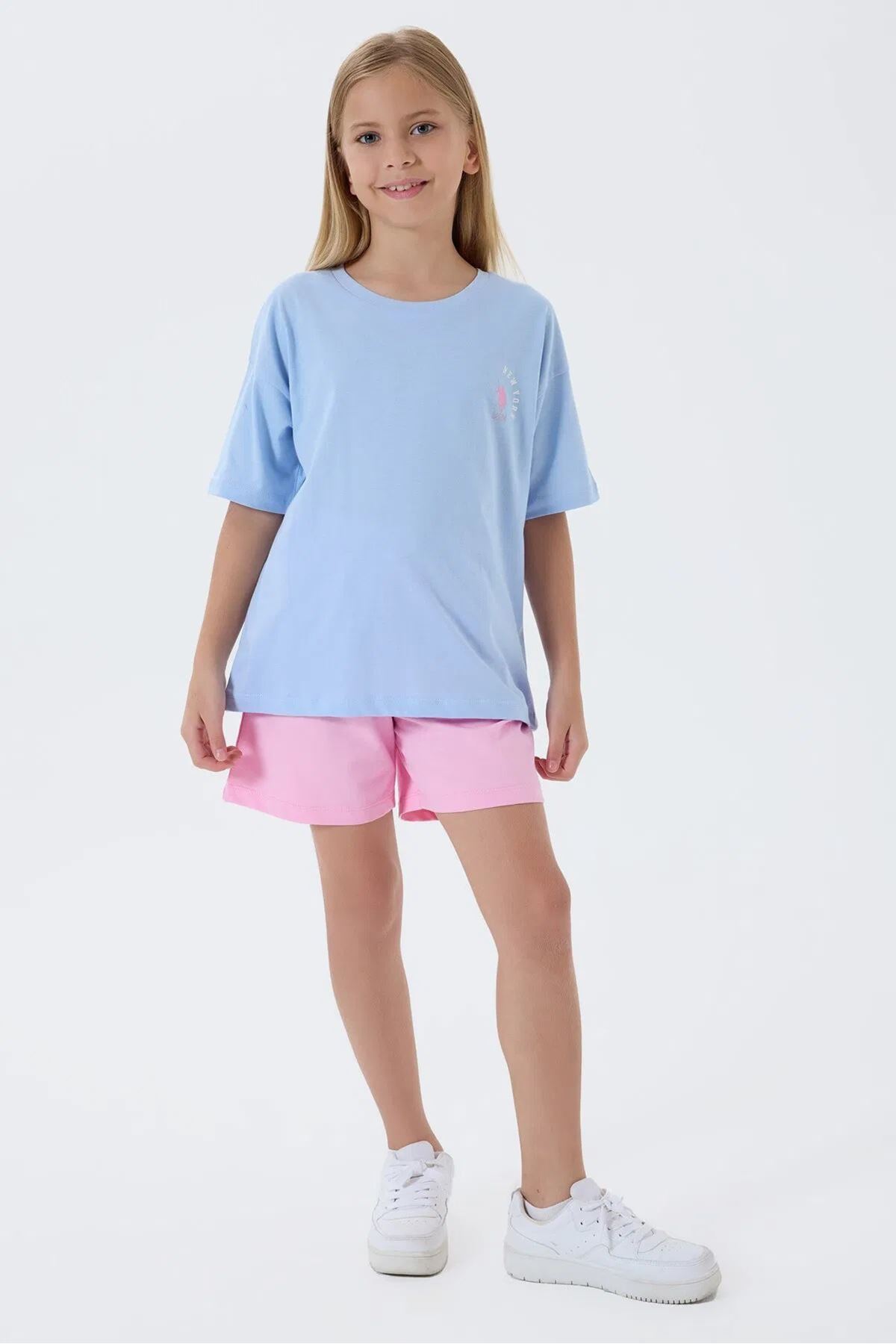 U.S. Polo Assn Kız Çocuk Süprem Şortlu Takım Mavi