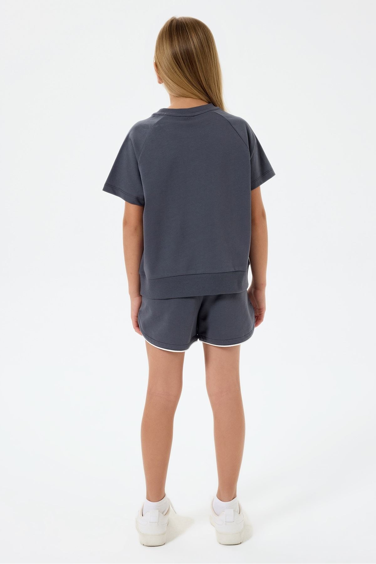 U.S. Polo Assn Kız Çocuk İki İplik Şortlu Takım Füme