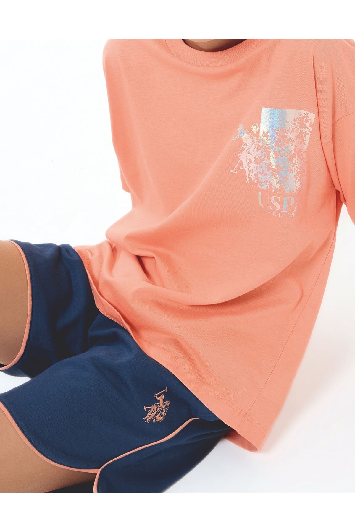 U.S. Polo Assn Kız Çocuk Süprem Şortlu Takım Turuncu