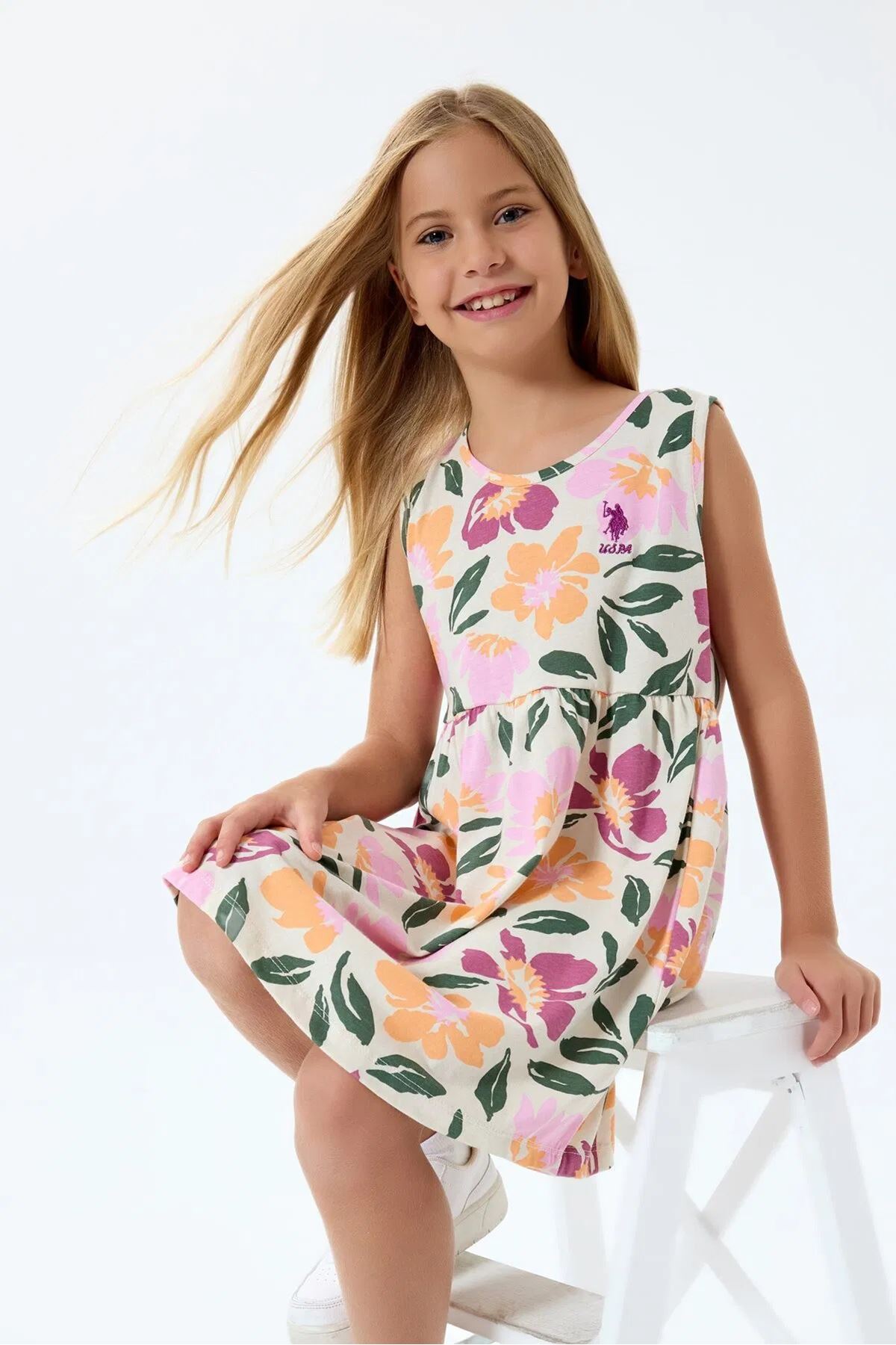 U.S. Polo Assn Kız Çocuk Süprem Elbise Bej