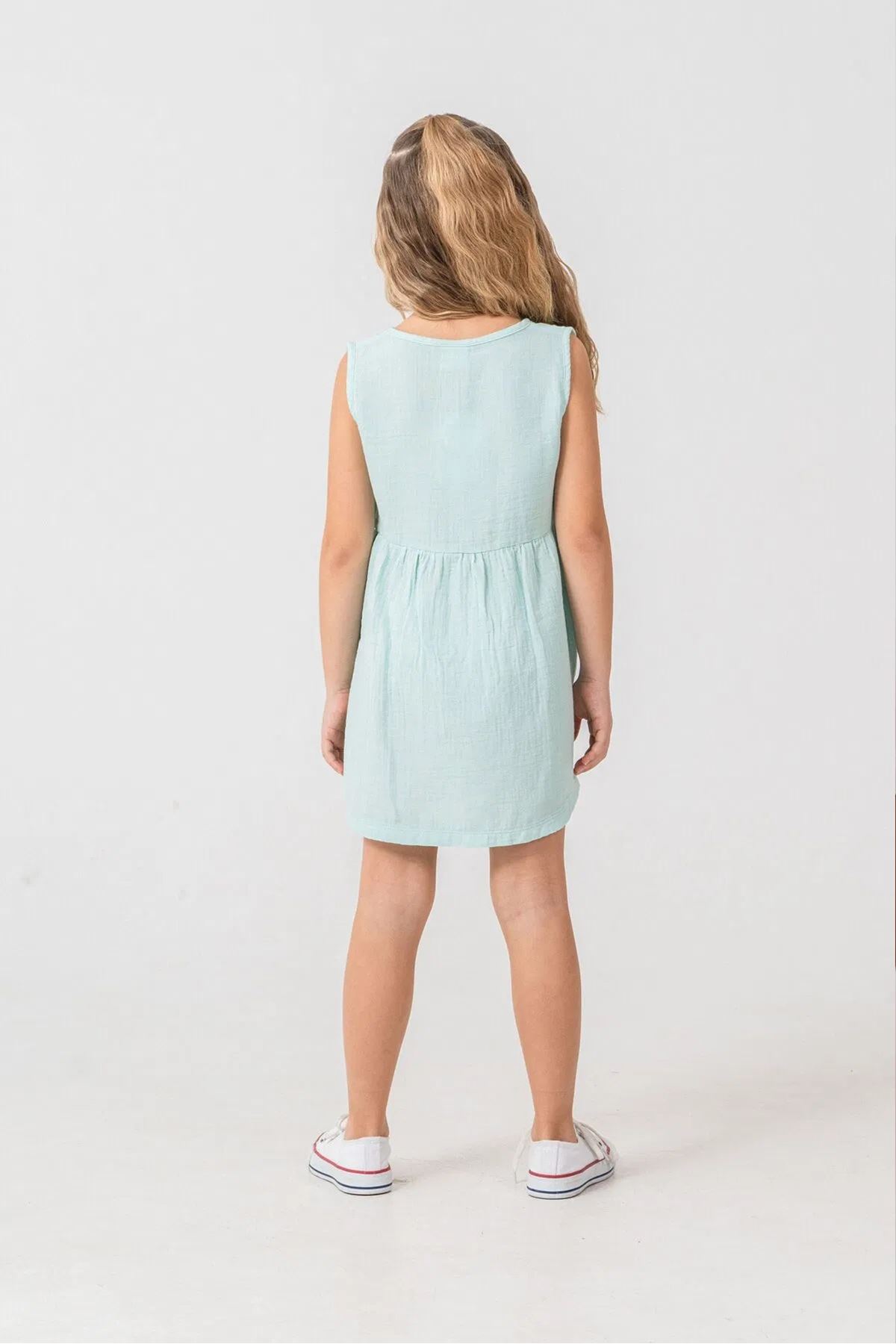 U.S. Polo Assn Kız Çocuk Müslin Elbise Yeşil