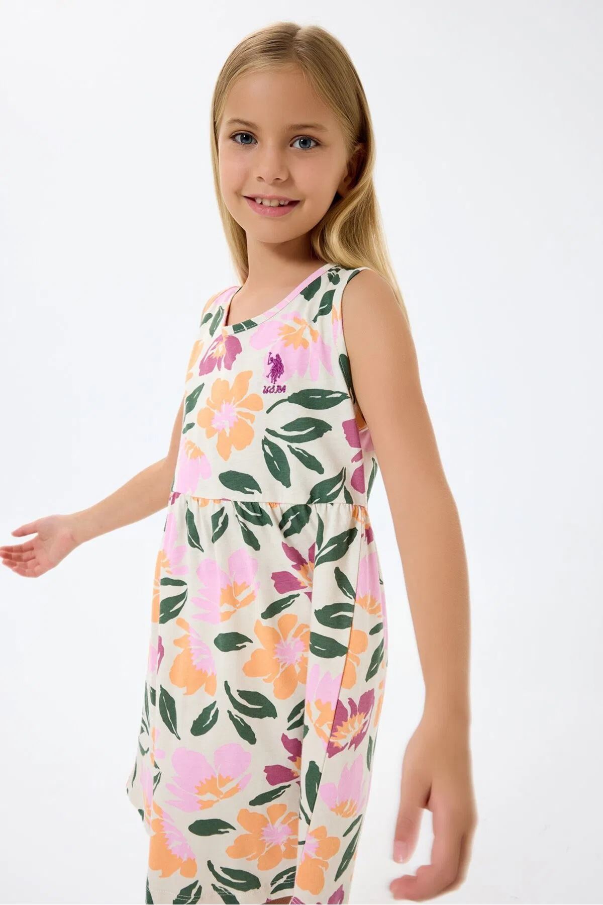 U.S. Polo Assn Kız Çocuk Süprem Elbise Bej