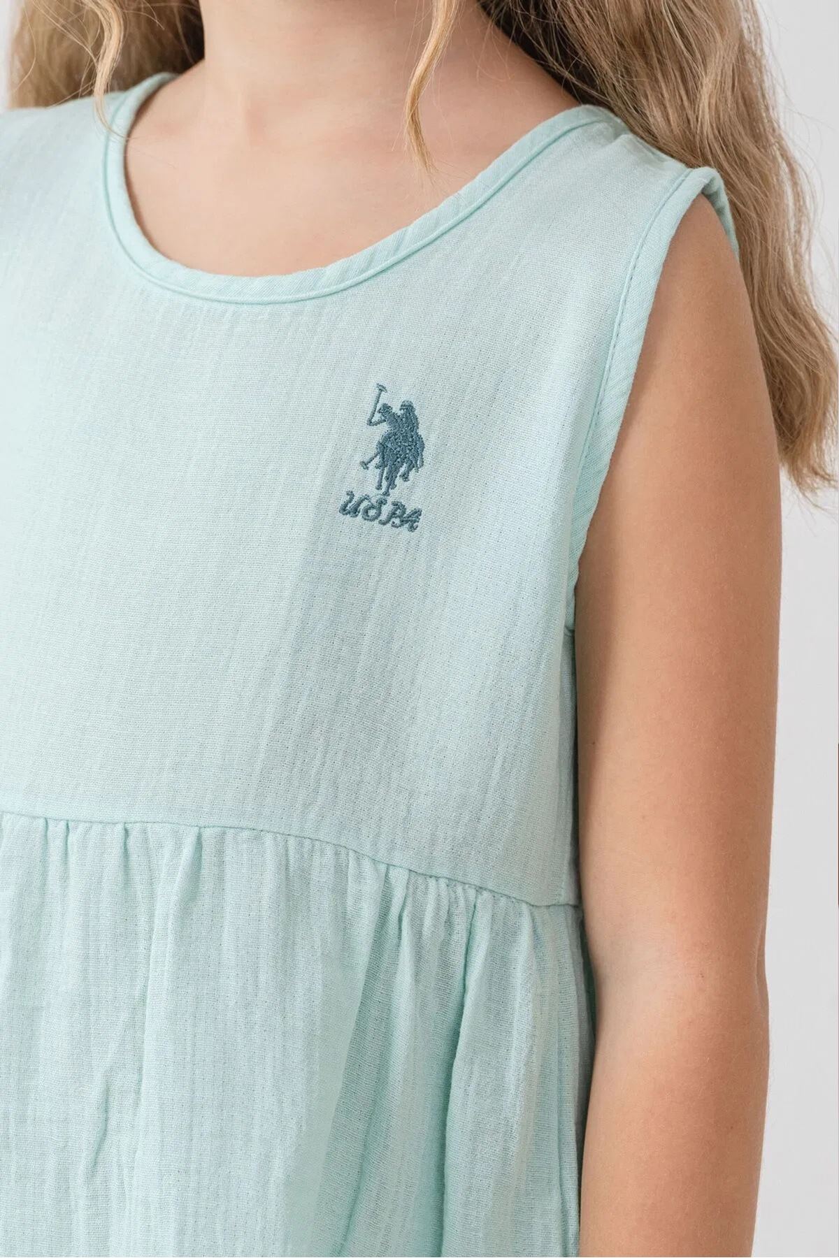 U.S. Polo Assn Kız Çocuk Müslin Elbise Yeşil