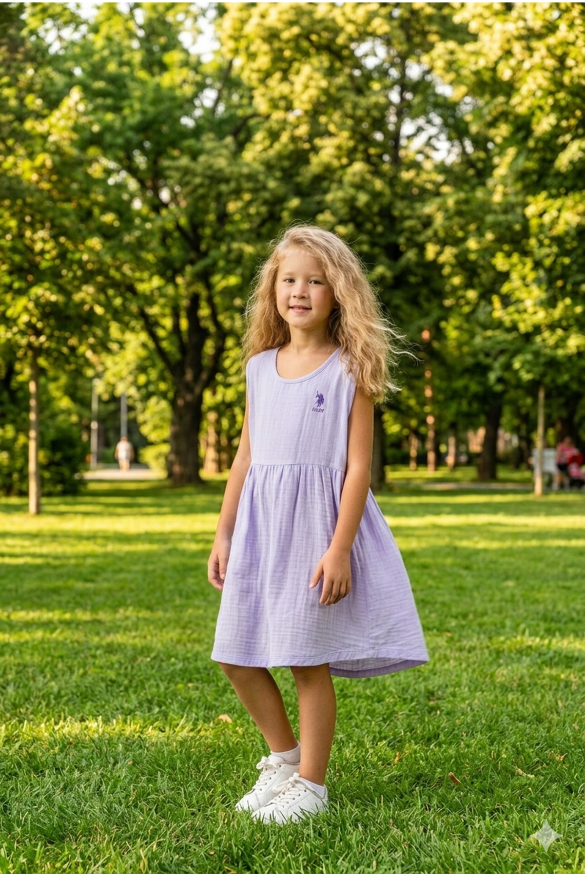 U.S. Polo Assn Kız Çocuk Müslin Elbise Lila