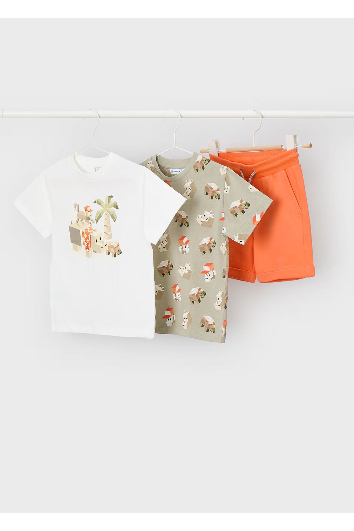 Mayoral Erkek Çocuk 3 Parça Örgü Şortlu Takım  3609 Turuncu