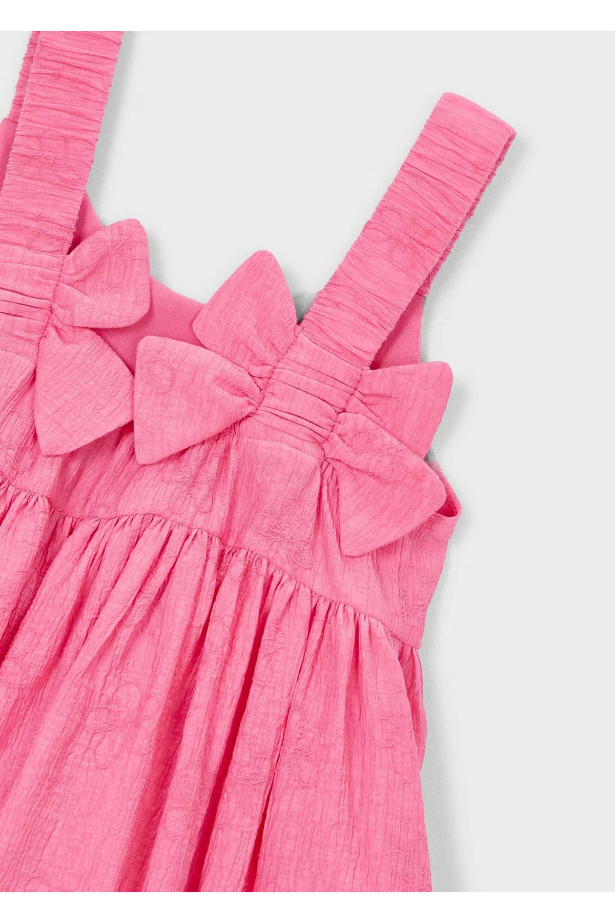 Mayoral Kız Çocuk Çiçek Desenli Jakarlı Abiye Elbise 3925 Pembe