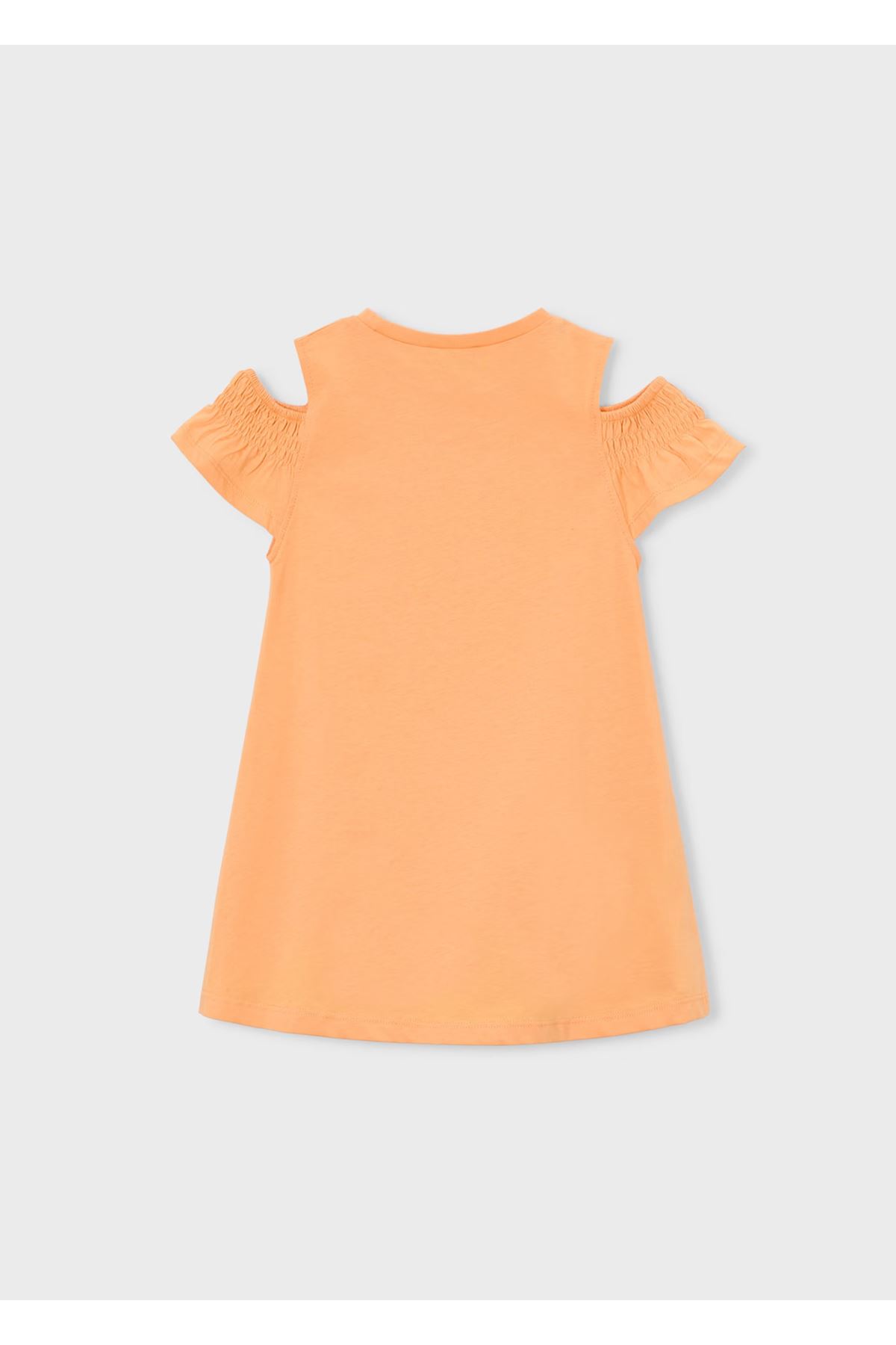 Mayoral Kız Çocuk Omuz Yırtmaçlı 2 Parça Elbise ve Çanta 3941 Turuncu