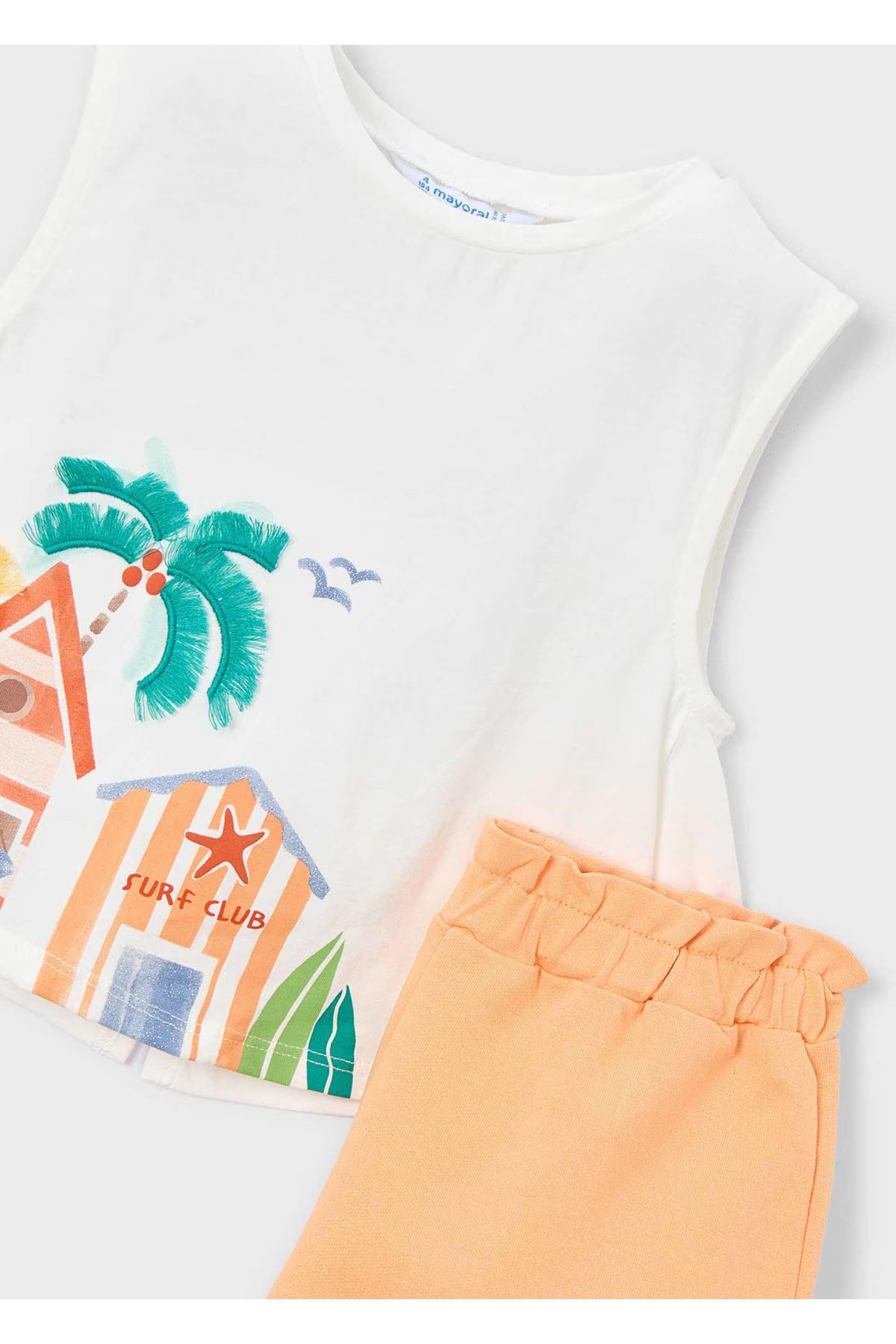 Mayoral Kız Çocuk Kolsuz Püskül Detaylı 2 Parça Alt-Üst  Şort Takım 3228 Turuncu