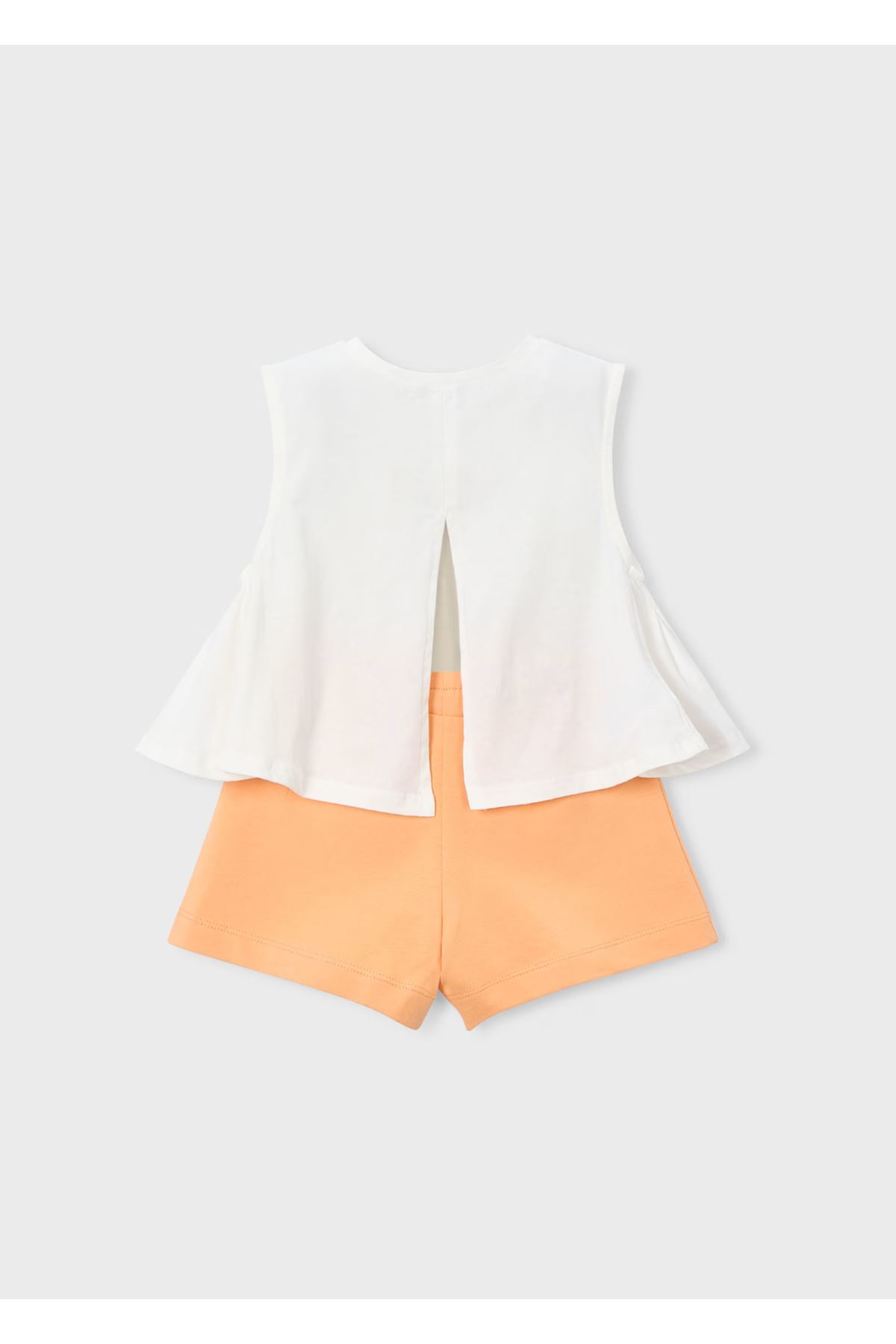Mayoral Kız Çocuk Kolsuz Püskül Detaylı 2 Parça Alt-Üst  Şort Takım 3228 Turuncu