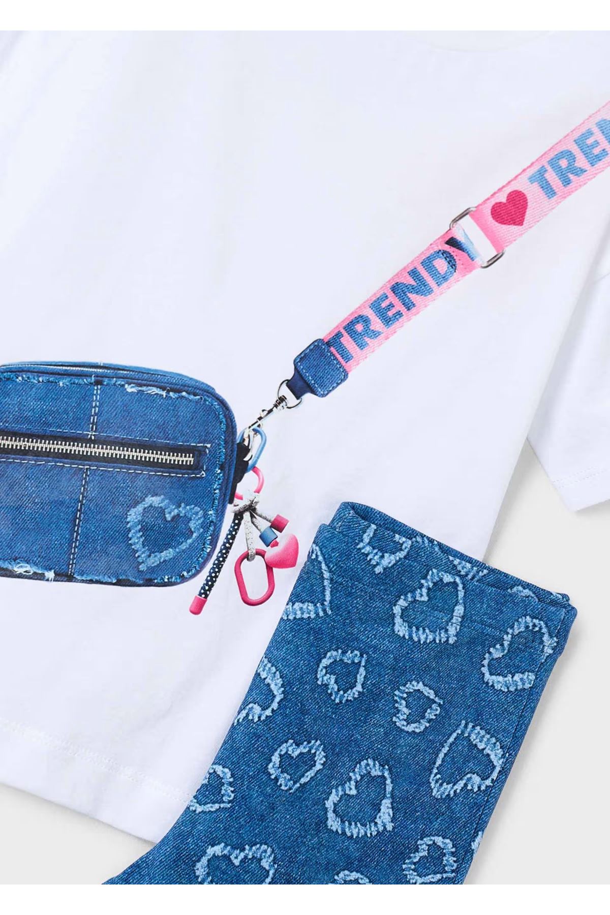 Mayoral Kız Çocuk Çanta Baskılı 2 Parça Taytlı Takım 3730 Mavi