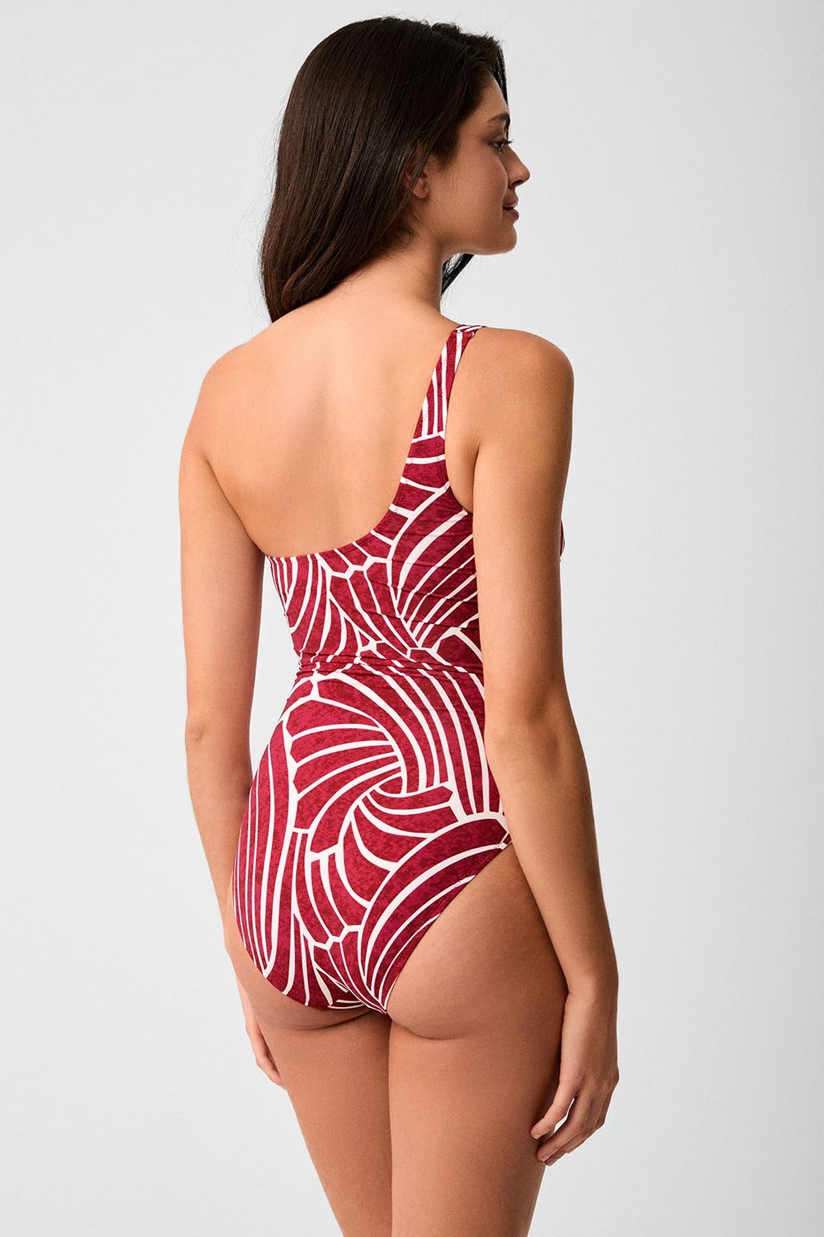 Kom Repali Desenli Tek Omuz Mayo Vişne