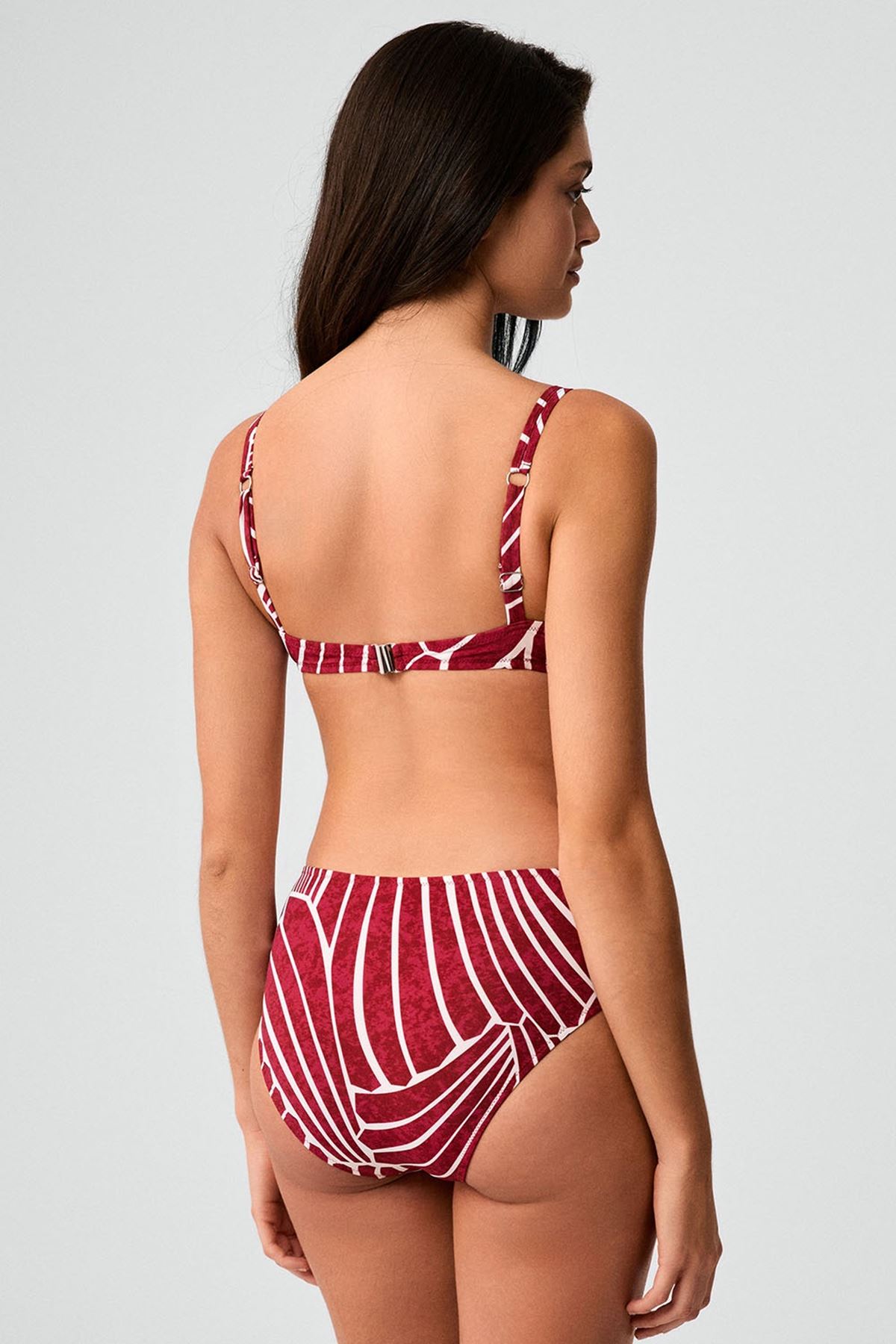 Kom Repi Dolgulu Toparlayıcı Bikini Vişne