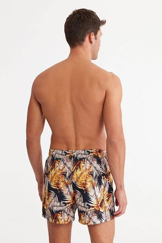 Kom Nord Yaprak Desenli Deniz Şortu Siyah