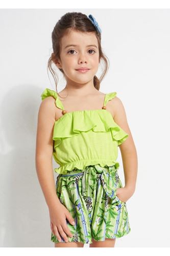Mayoral Kız Çocuk Baskılı Şortlu 2'li Alt-Üst Takım Yeşil