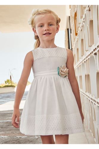 Mayoral Kız Çocuk Kombine Güpür Elbise Krem