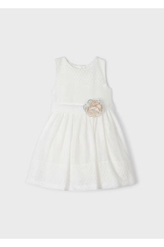 Mayoral Kız Çocuk Kombine Güpür Elbise Krem