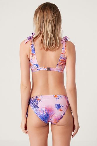 Kom Rochelin Çıkarılabilir Kaplı Sabit Askılı İnce Altlı Üçgen Bikini Pembe