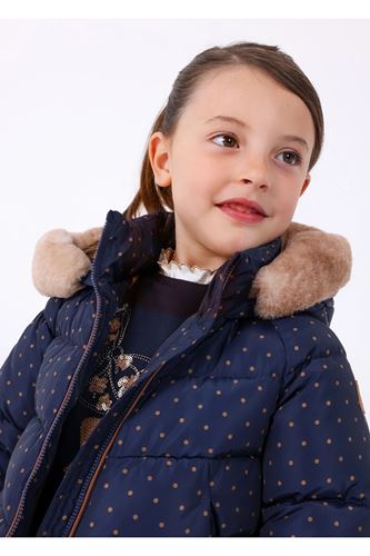 Mayoral Kız Çocuk Kapşonlu Puantiyeli Mont Lacivert