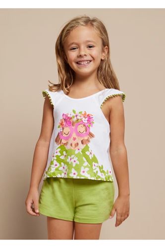 Mayoral Kız Çocuk 2 Parça Kolsuz Bluz ve Şort Takım Yeşil