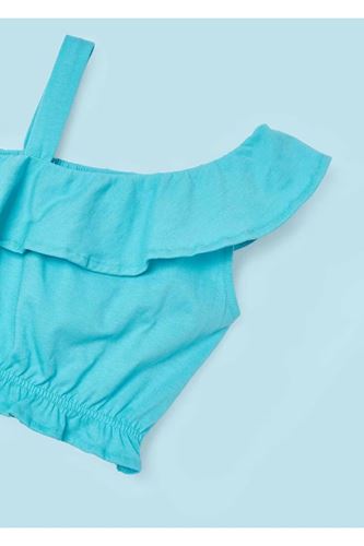 Mayoral Kız Çocuk Tek Omuz Askılı 2 Parçalı Şortlu Takım Turkuaz