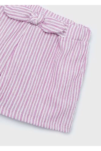 Mayoral Kız Çocuk 2 Parça Çizgili ve Fırfırlı Şort Takım Pembe