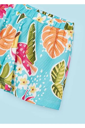 Mayoral Kız Çocuk Tek Omuz Askılı 2 Parçalı Şortlu Takım Turkuaz