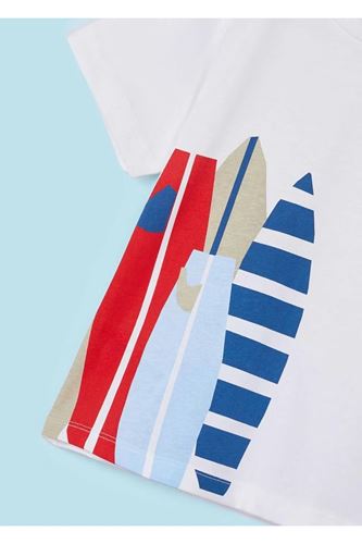 Mayoral Erkek Çocuk 2 Parça Baskılı T-Shirt - Şort Takım Beyaz