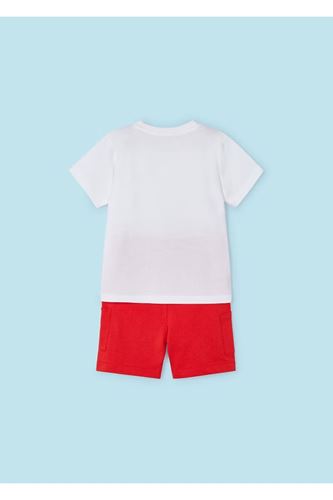 Mayoral Erkek Çocuk 2 Parça Baskılı T-Shirt - Şort Takım Beyaz