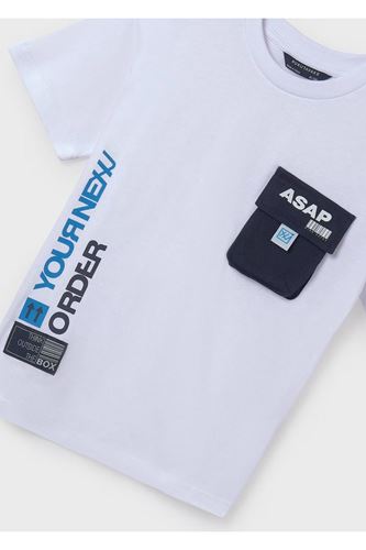 Mayoral Erkek Çocuk 2 Parça Baskılı T-Shirt - Şort Takım Beyaz-Lacivert