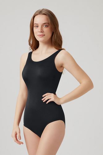 Kom Mastektomi Düz Renk Toparlayıcı Mayo Siyah