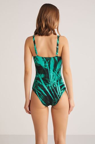 Kom Bonnas Desenli Kaplı Mayo Yeşil