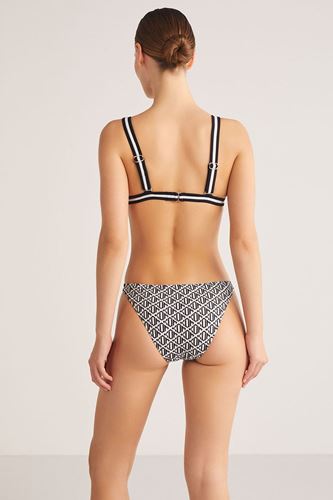 Cinte Kom Desenli Üçgen Bikini Siyah